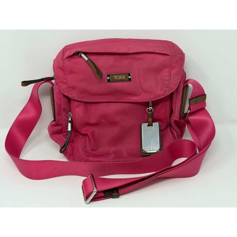 Tumi Voyageur Lugano Crossbody Adjustable Strap Nylon Card Slots Pink